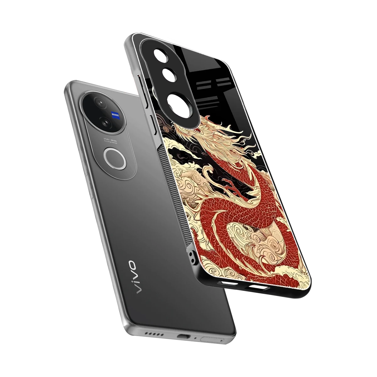 Dragon Spirit sleek vivo v50 cover with tempered glass back and TPU edges