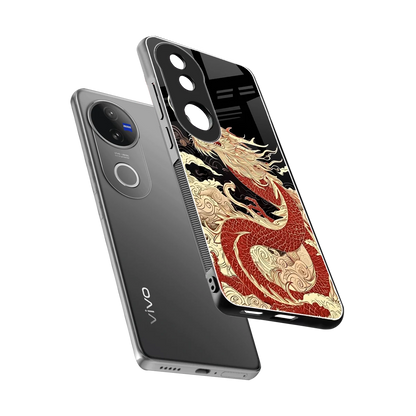 Dragon Spirit sleek vivo v50 cover with tempered glass back and TPU edges