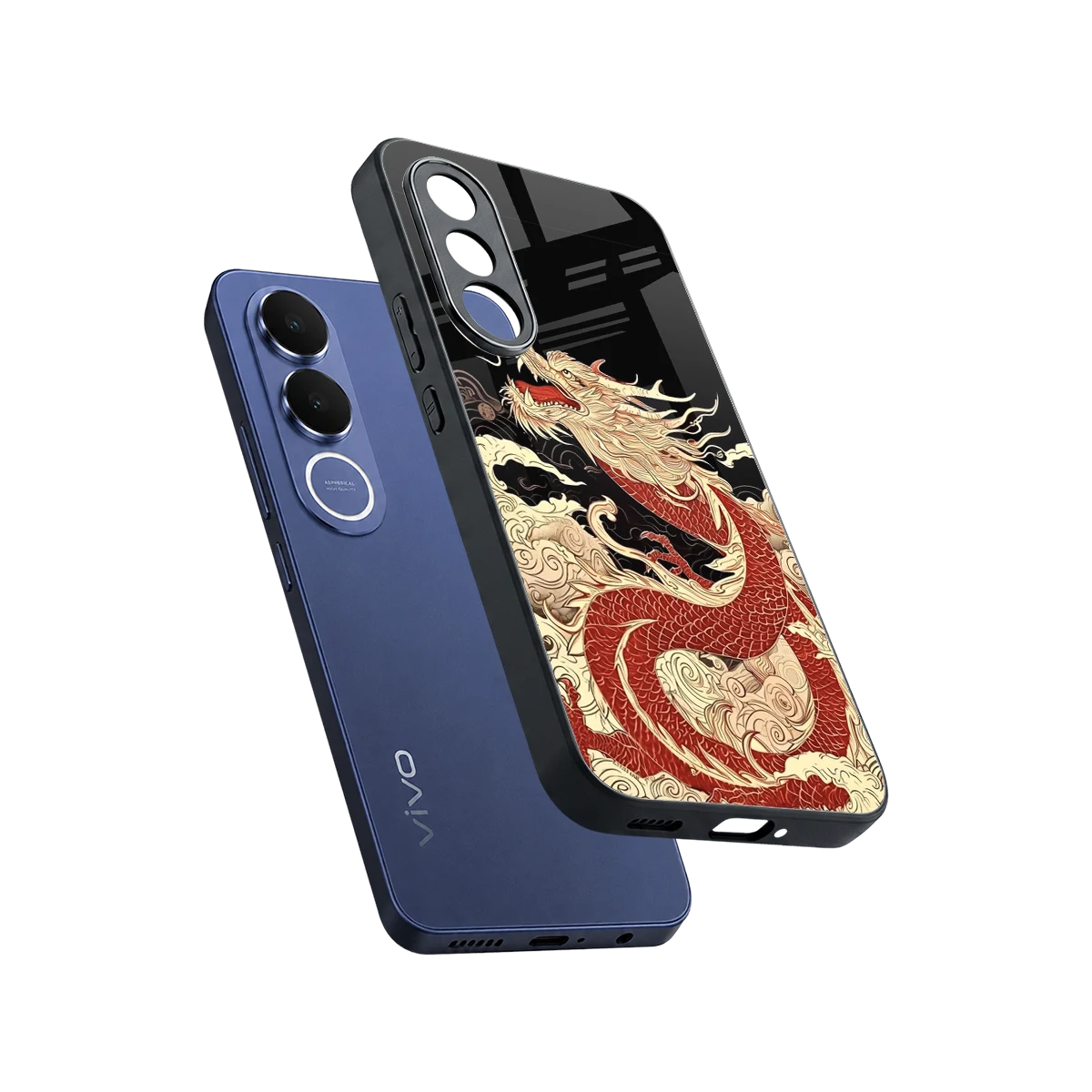 Dragon Spirit sleek vivo v70 fe cover with tempered glass back and TPU edges