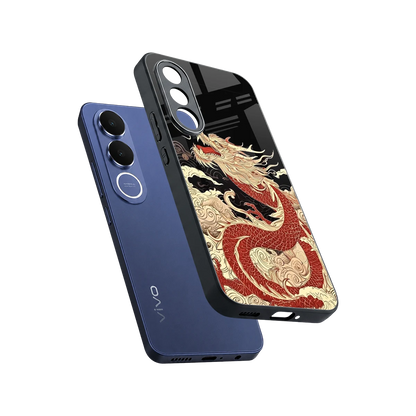 Dragon Spirit sleek vivo v70 fe cover with tempered glass back and TPU edges