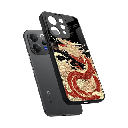 Dragon Spirit sleek vivo v70 cover with tempered glass back and TPU edges