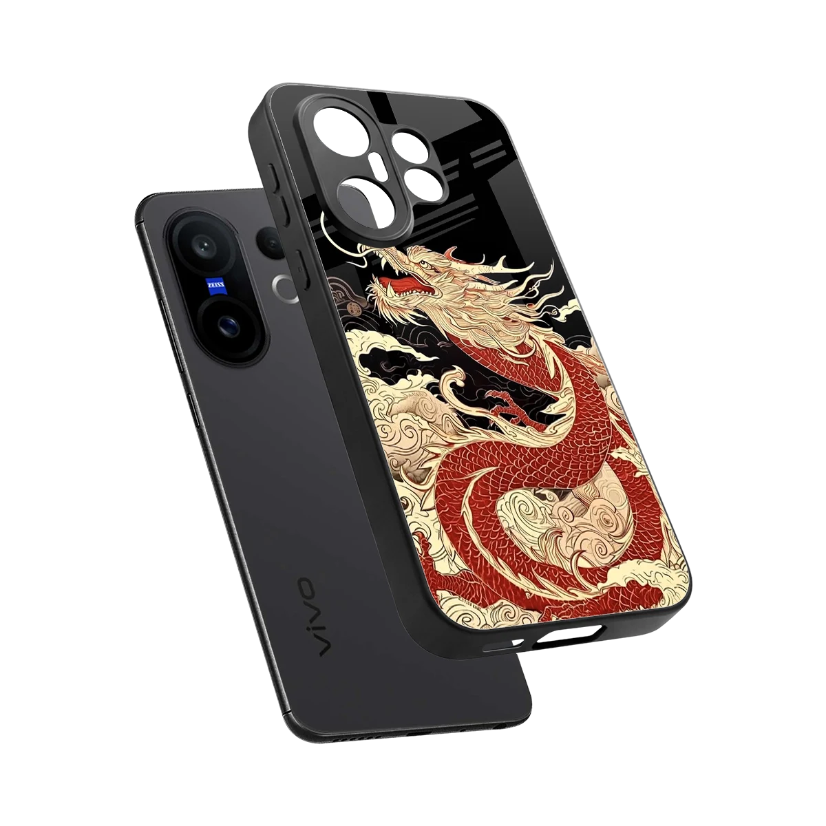 Dragon Spirit sleek vivo x200 fe cover with tempered glass back and TPU edges