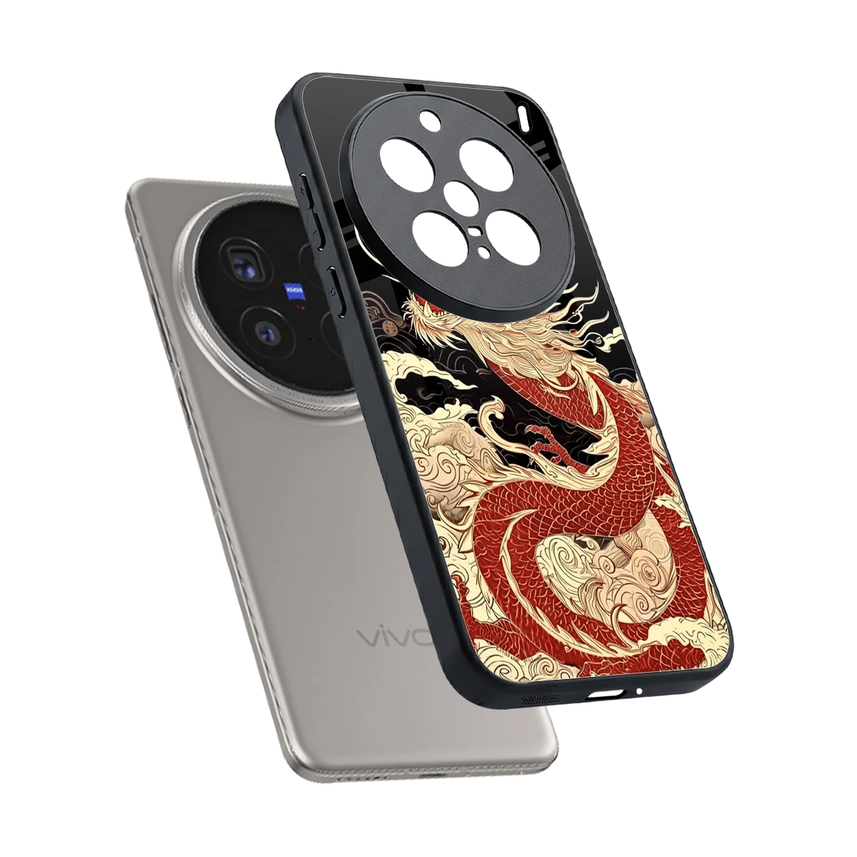 Dragon Spirit sleek vivo x200 pro cover with tempered glass back and TPU edges