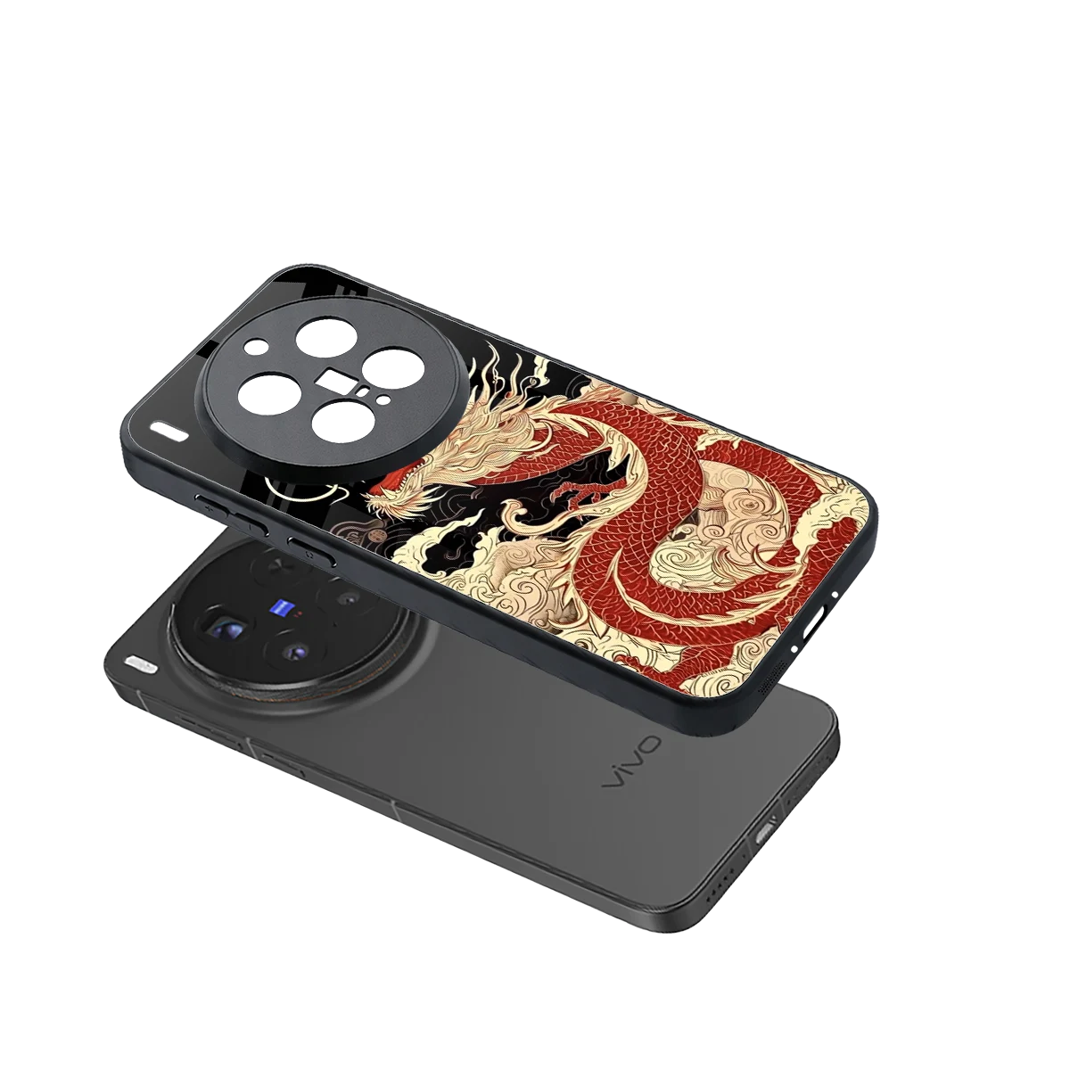 Dragon Spirit sleek vivo x300 pro cover with tempered glass back and TPU edges