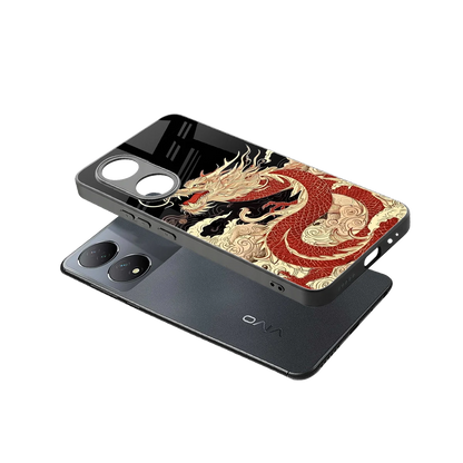 Dragon Spirit sleek Vivo-y100 cover with tempered glass back and TPU edges