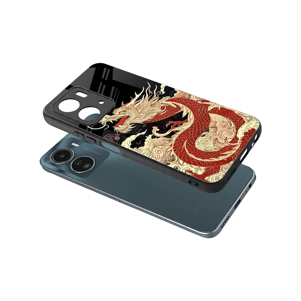 Dragon Spirit sleek vivo y16 cover with tempered glass back and TPU edges