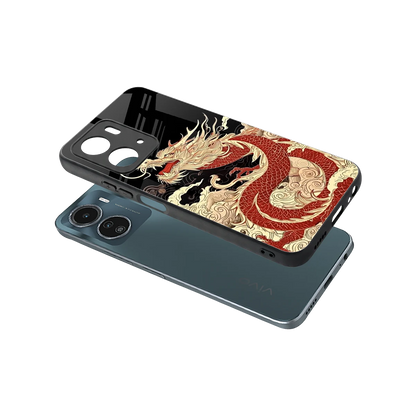 Dragon Spirit sleek vivo y16 cover with tempered glass back and TPU edges