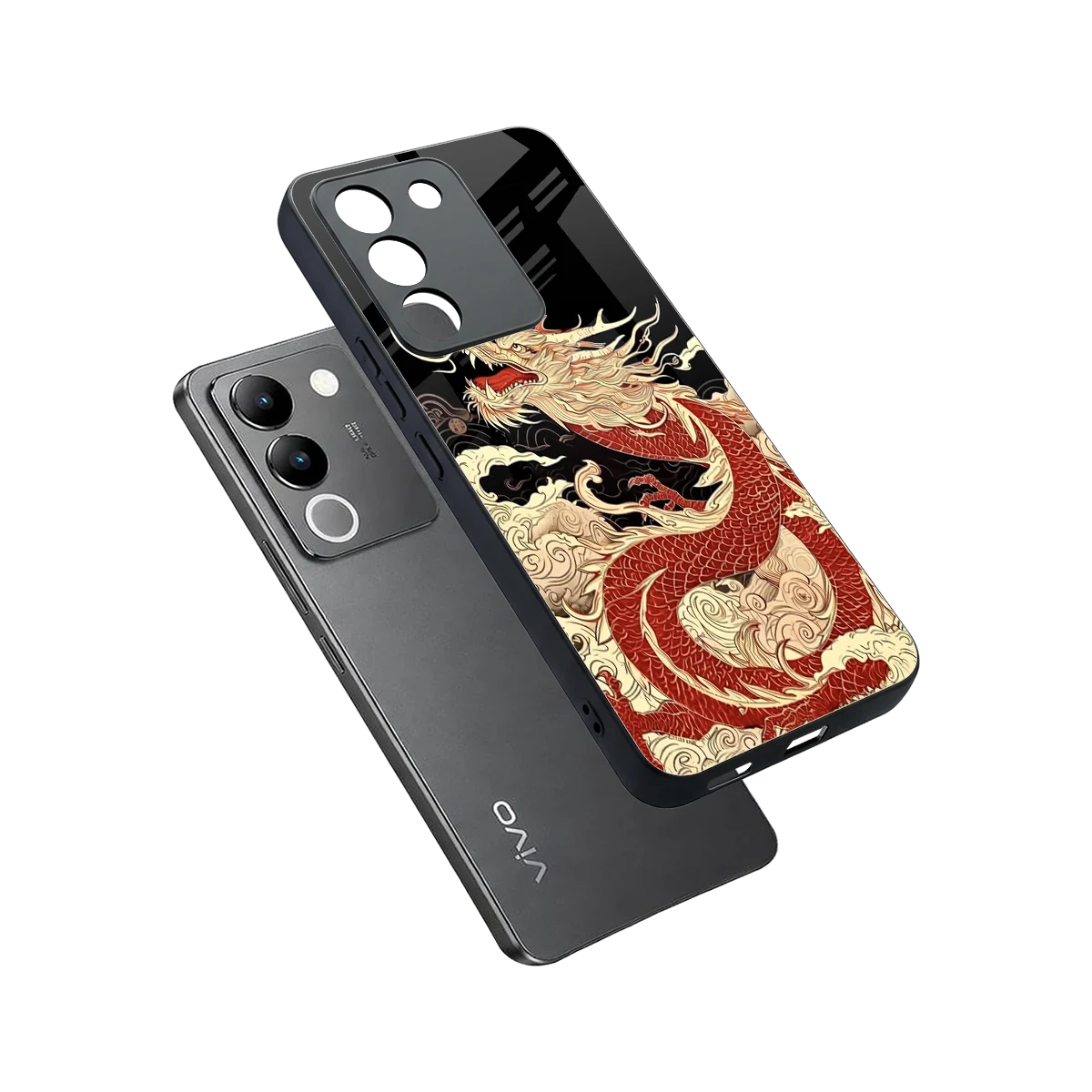 Dragon Spirit sleek vivo y200 5g cover with tempered glass back and TPU edges