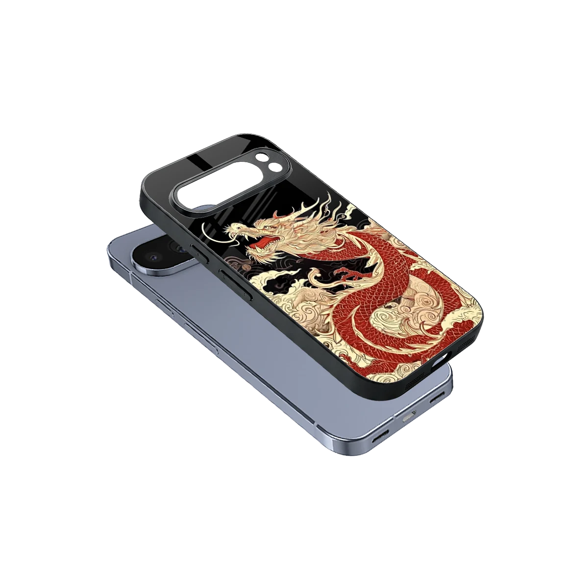 Dragon Spirit sleek google pixel 10 pro cover with tempered glass back and TPU edges
