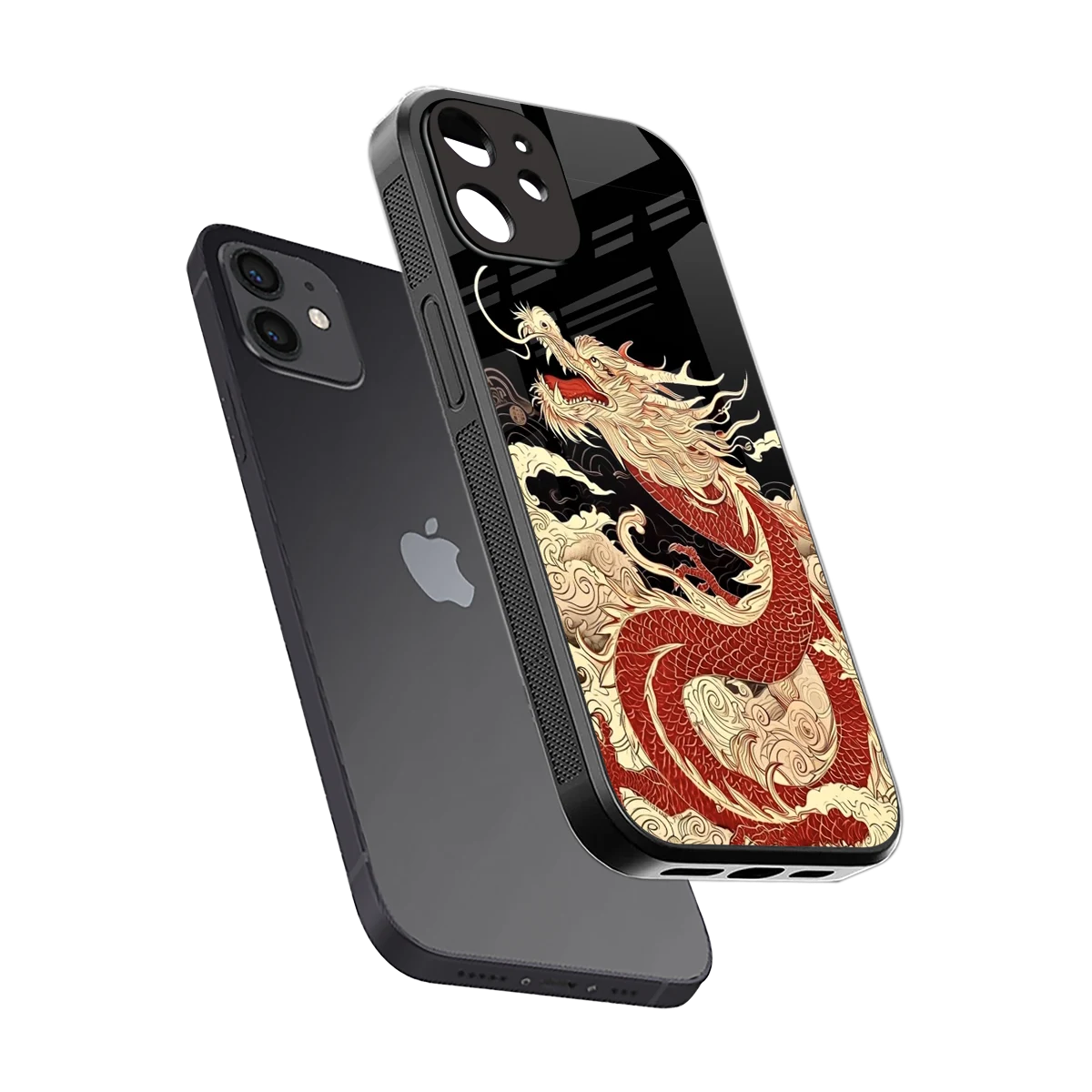 Dragon Spirit sleek iphone 12 cover with tempered glass back and TPU edges