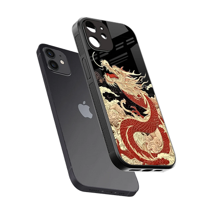 Dragon Spirit sleek iphone 12 cover with tempered glass back and TPU edges