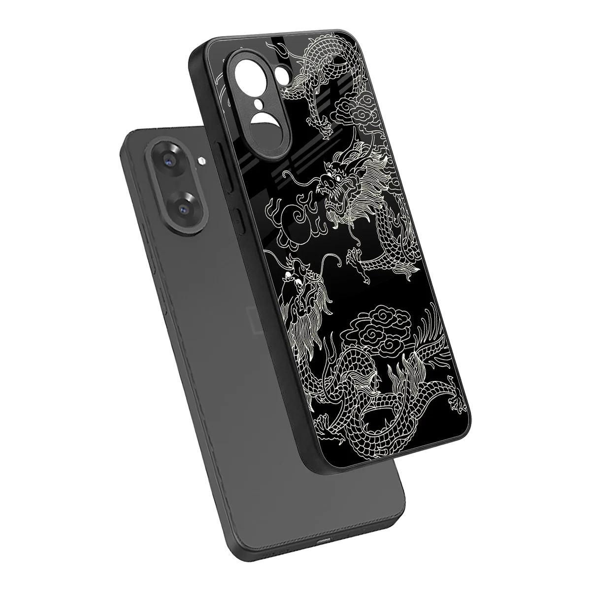 Dragons Black sleek oneplus nord ce5 5g cover with tempered glass back and TPU edges