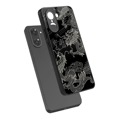 Dragons Black sleek oneplus nord ce5 5g cover with tempered glass back and TPU edges