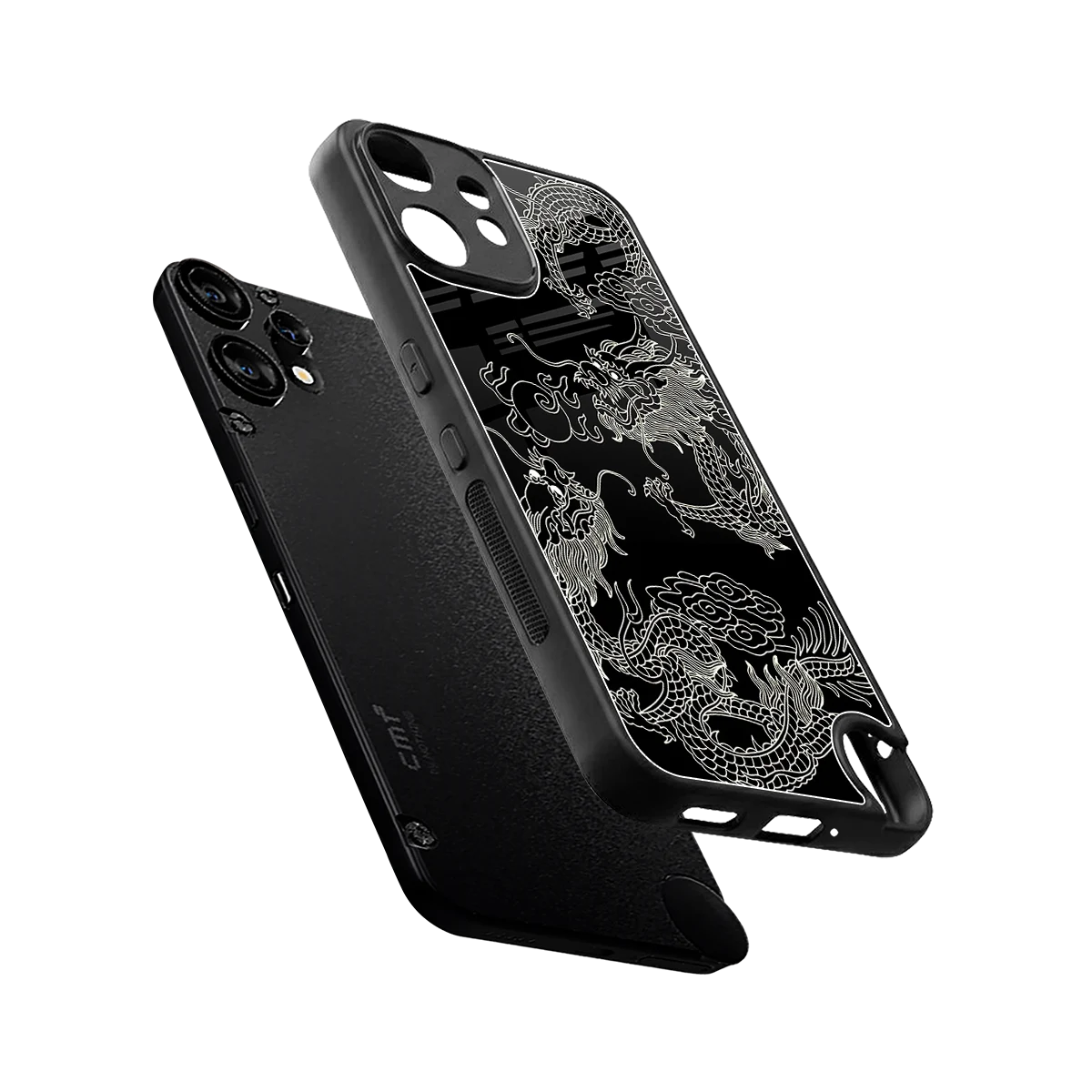 Dragons Black sleek cmf nothing phone 2 pro cover with tempered glass back and TPU edges