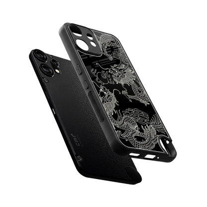 Dragons Black sleek cmf nothing phone 2 pro cover with tempered glass back and TPU edges