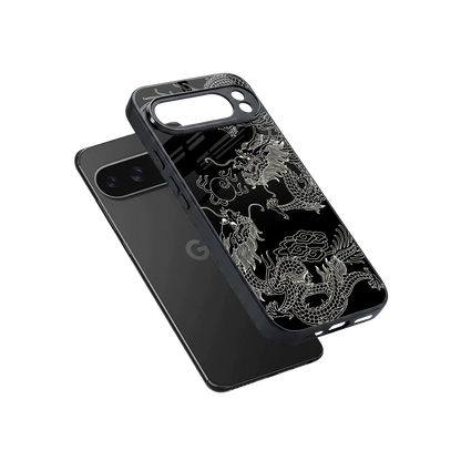 Dragons Black sleek google pixel 10 pro xl cover with tempered glass back and TPU edges