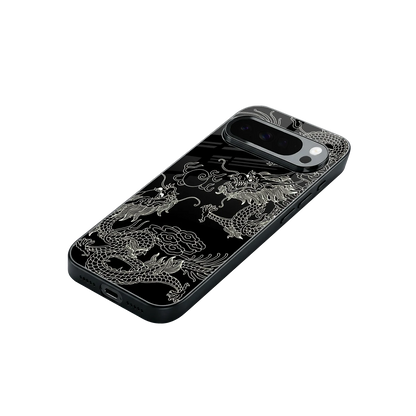 Dragons Black stylish phone case for google pixel 10 pro xl | glossy glass and slim fit
