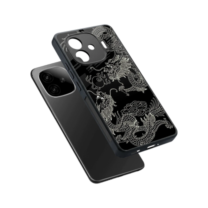 Dragons Black sleek iqoo neo 10r 5g cover with tempered glass back and TPU edges