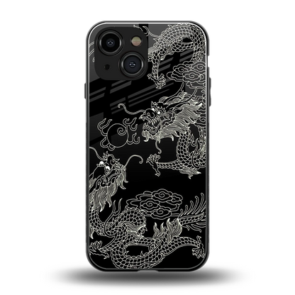 Dragons Black back phone cover | glass case for iphone 13 mini