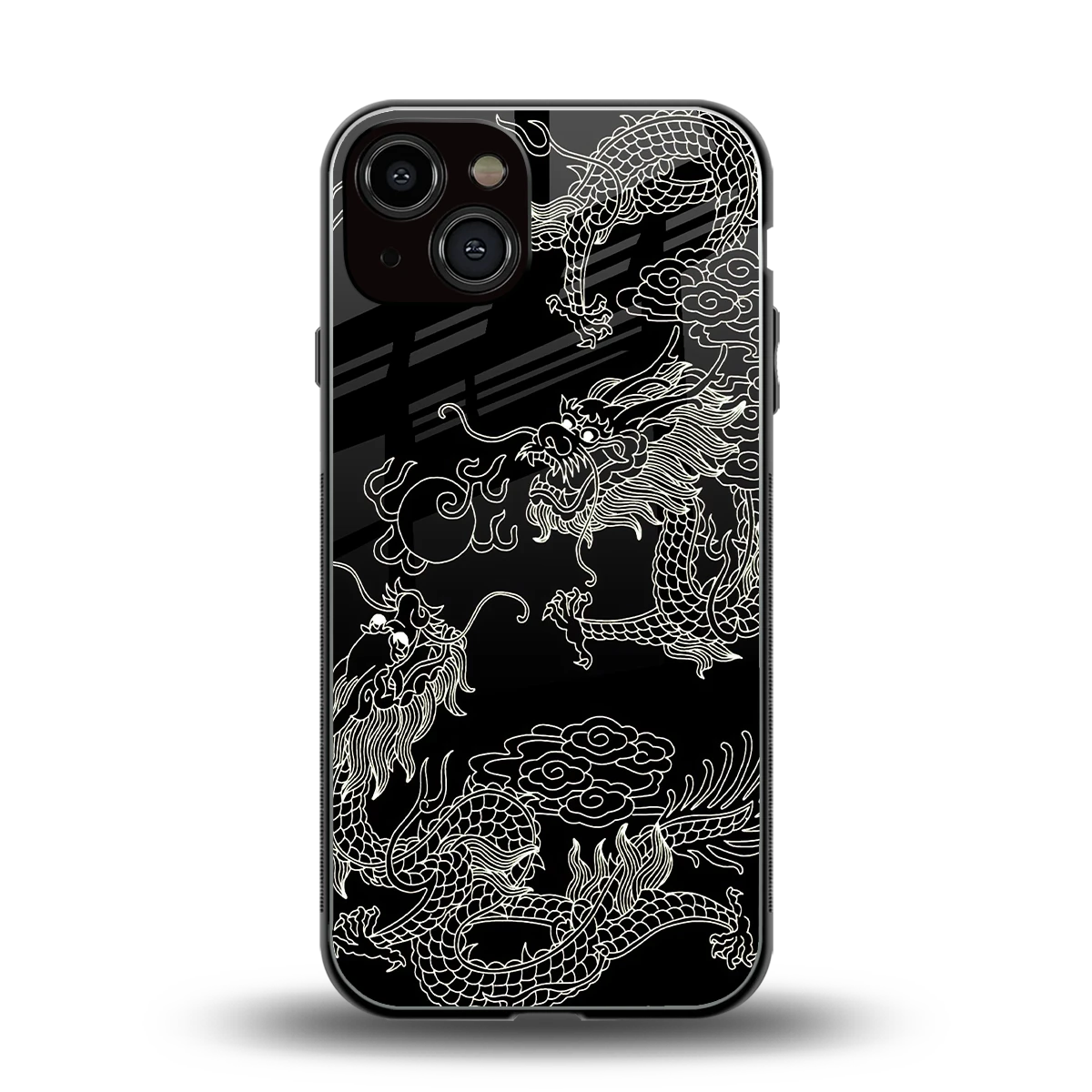 Dragons Black back phone cover | glass case for iphone 14