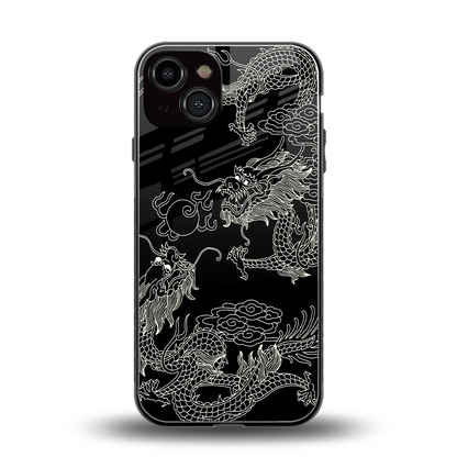 Dragons Black back phone cover | glass case for iphone 14