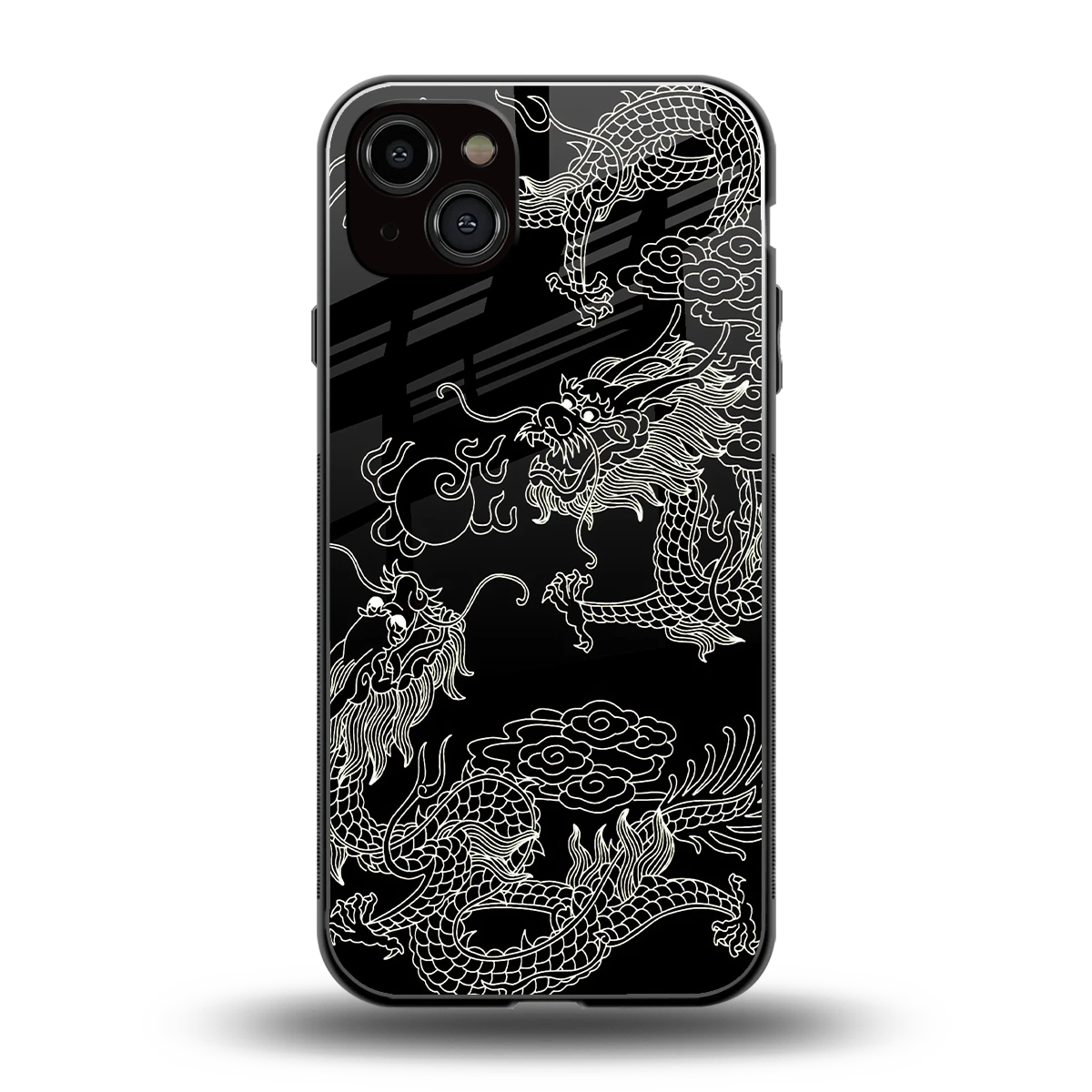 Dragons Black back phone cover | glass case for iphone 14 plus