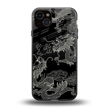 Dragons Black back phone cover | glass case for iphone 14 plus