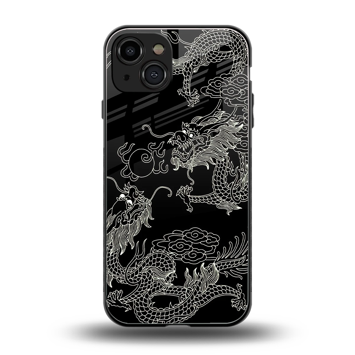 Dragons Black back phone cover | glass case for iphone 15