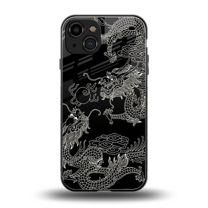 Dragons Black back phone cover | glass case for iphone 15