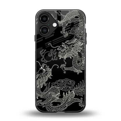 Dragons Black back phone cover | glass case for iphone 16 plus