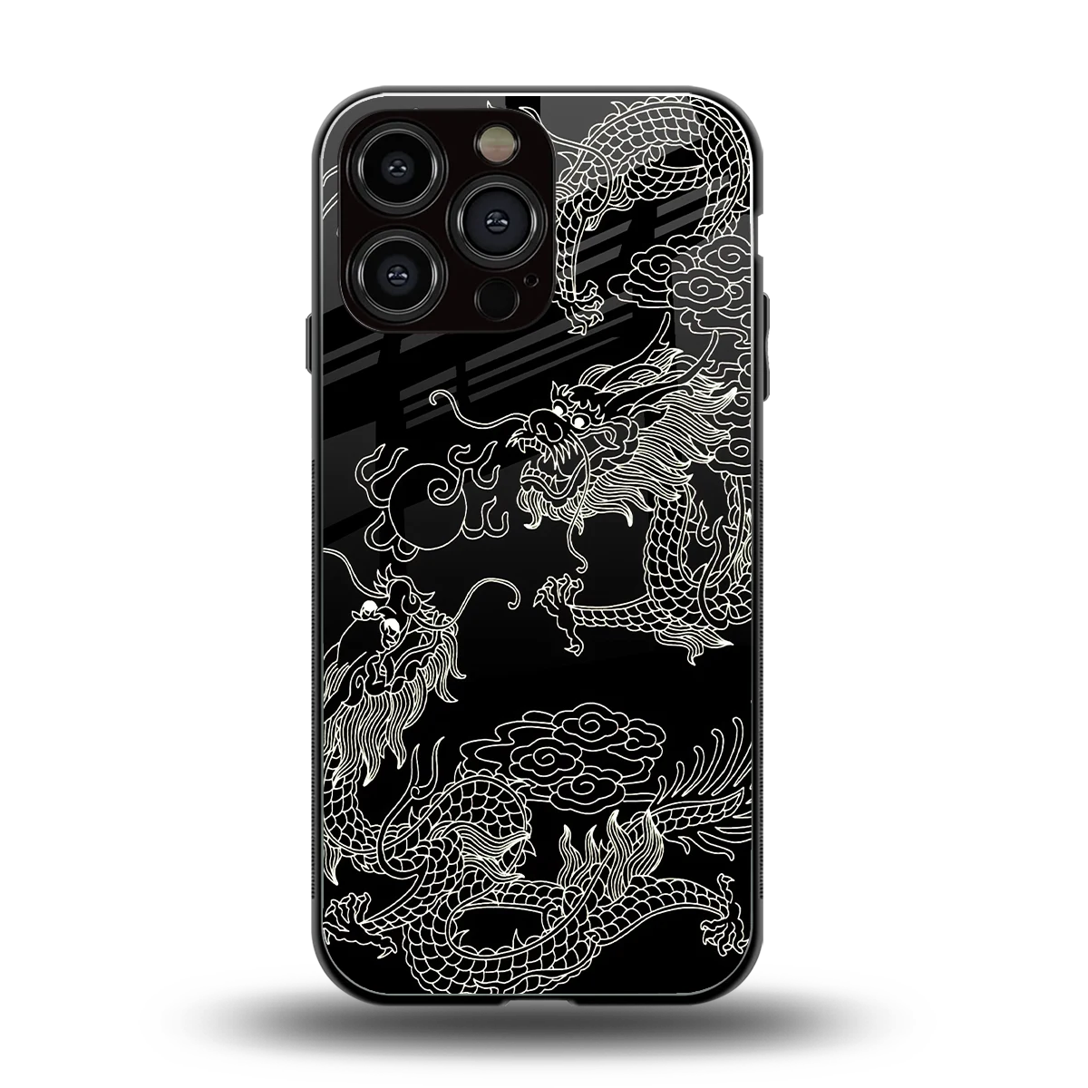 Dragons Black back phone cover | glass case for iphone 16 pro max