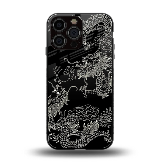Dragons Black back phone cover | glass case for iphone 16 pro max