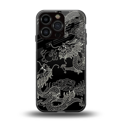 Dragons Black back phone cover | glass case for iphone 16 pro