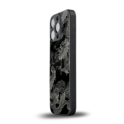 Dragons Black iphone 16 pro mobile cover | shockproof glass phone case