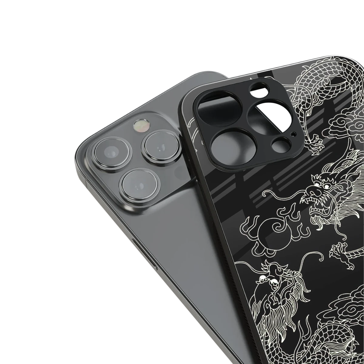 Dragons Black stylish phone case for iphone 16 pro max | glossy glass and slim fit