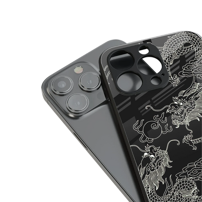 Dragons Black stylish phone case for iphone 16 pro max | glossy glass and slim fit