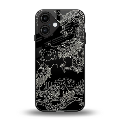 Dragons Black back phone cover | glass case for iphone 16
