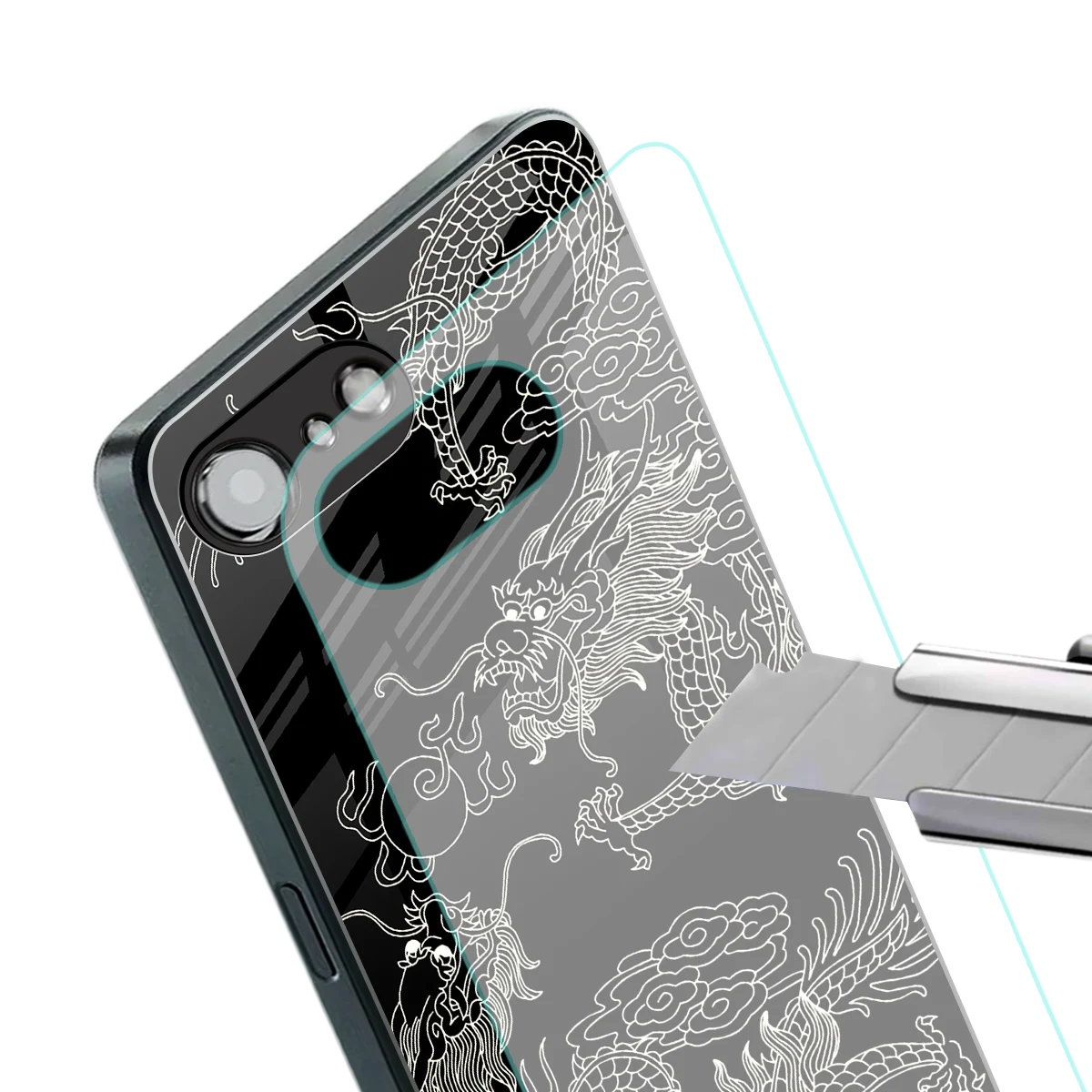 Dragons Black stylish phone case for iphone 16e | glossy glass and slim fit