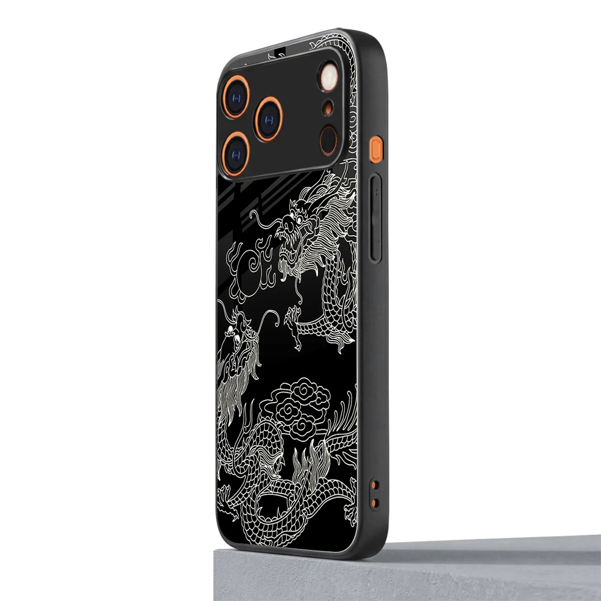 Dragons Black iphone 17 pro max mobile cover | shockproof glass phone case