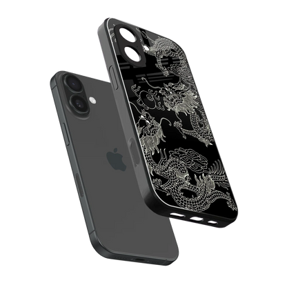 Dragons Black sleek iphone 17 cover with tempered glass back and TPU edges