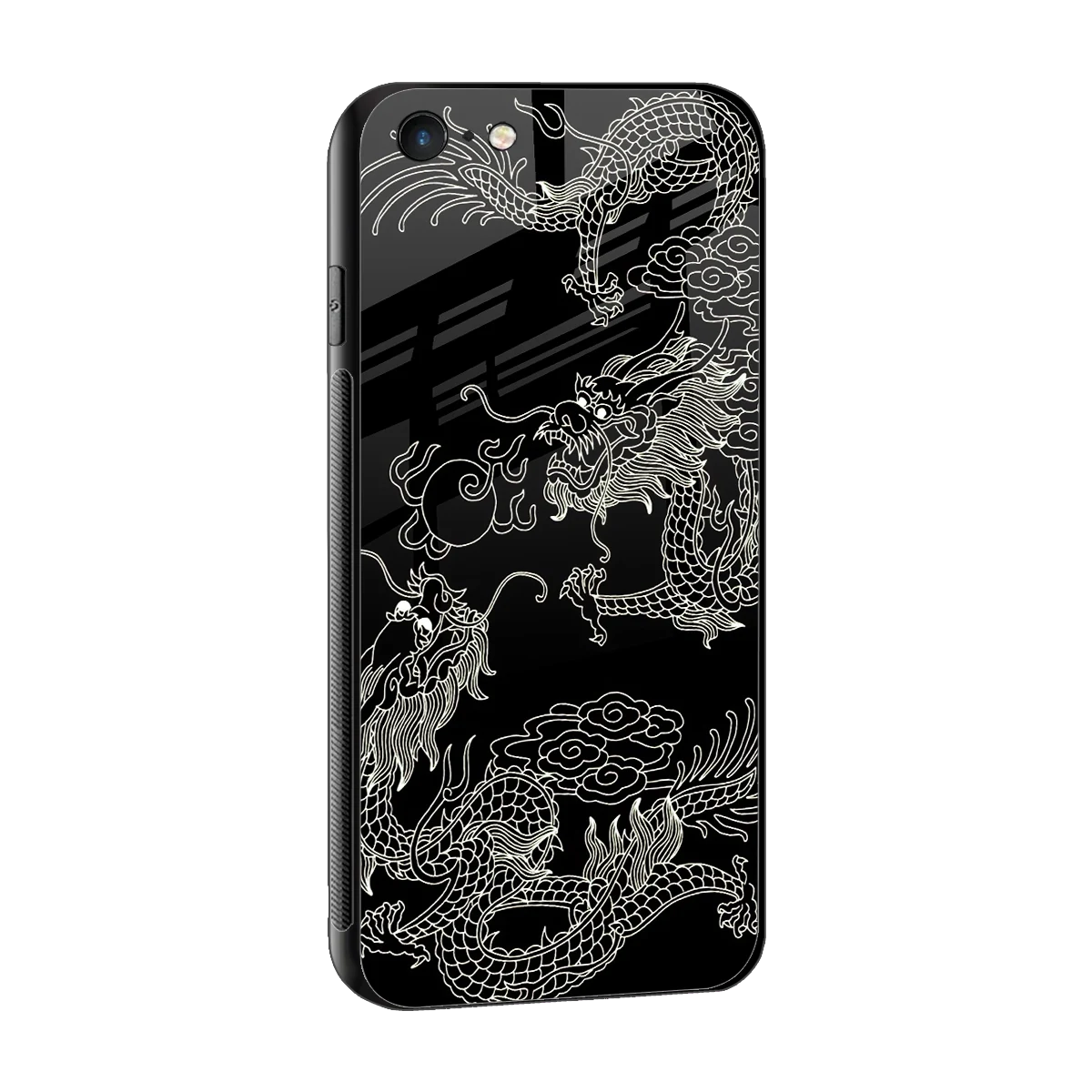Dragons Black sleek iphone 6 cover with tempered glass back and TPU edges