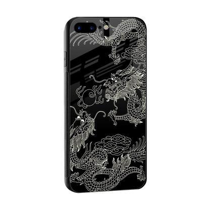 Dragons Black sleek iphone 8 plus cover with tempered glass back and TPU edges
