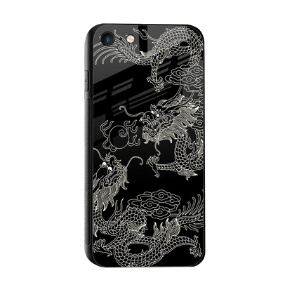 Dragons Black sleek iphone 8 cover with tempered glass back and TPU edges
