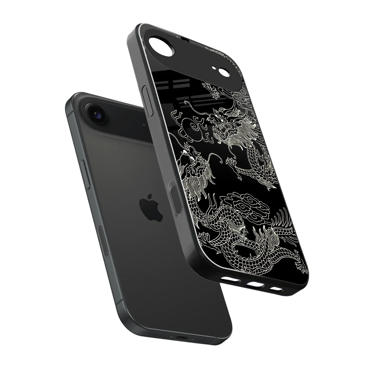 Dragons Black sleek iphone air cover with tempered glass back and TPU edges
