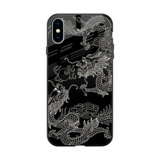 Dragons Black back phone cover | glass case for iphone xs