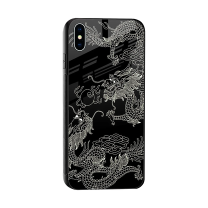 Dragons Black sleek iphone xs max cover with tempered glass back and TPU edges