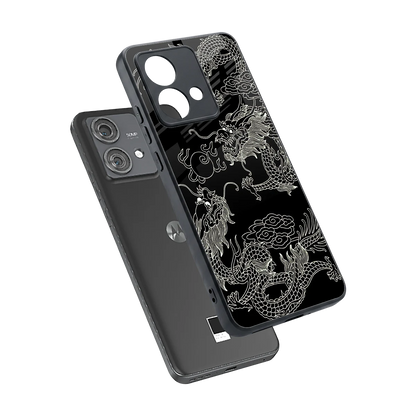 Dragons Black sleek motorola edge 40 neo 5g cover with tempered glass back and TPU edges