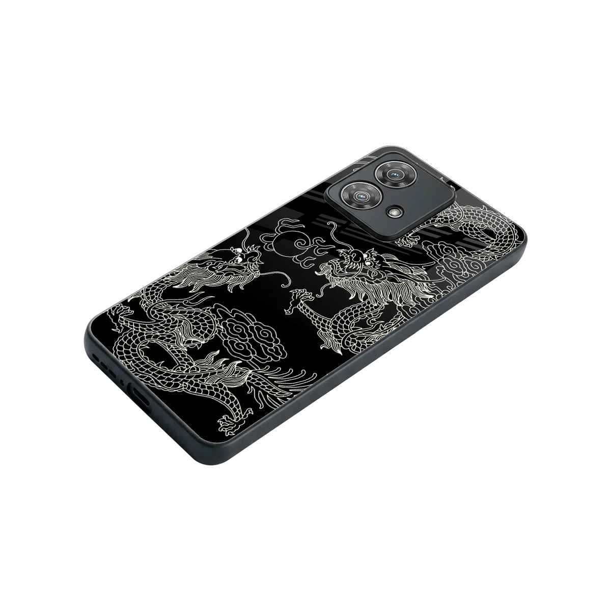 Dragons Black stylish phone case for motorola edge 40 neo 5g | glossy glass and slim fit