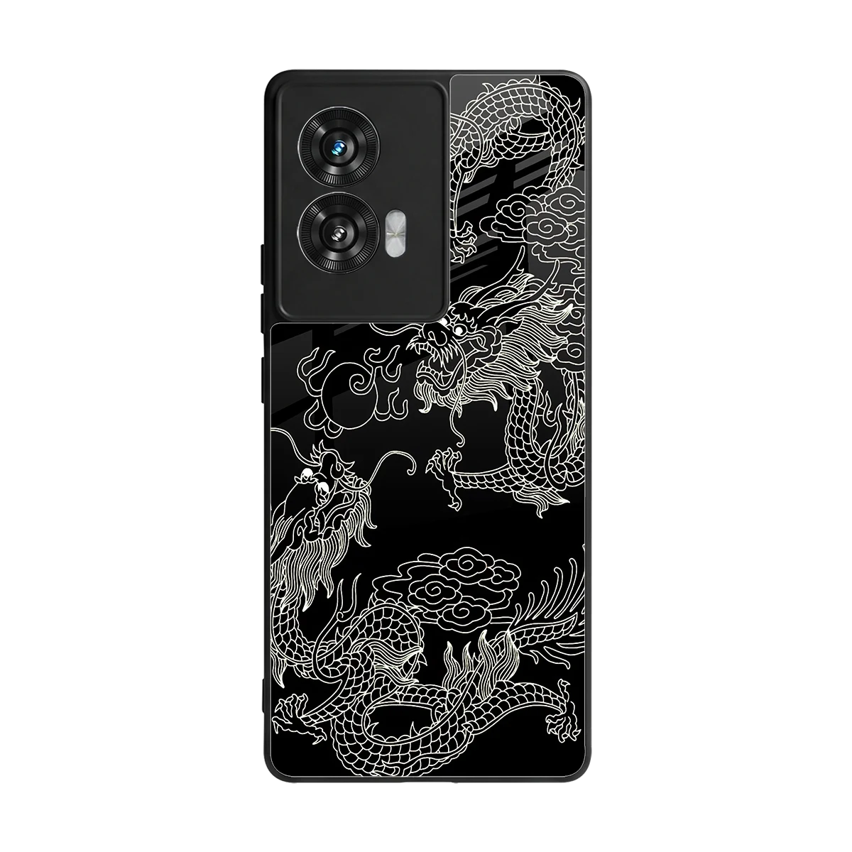 Dragons Black back phone cover | glass case for motorola edge 50 fusion