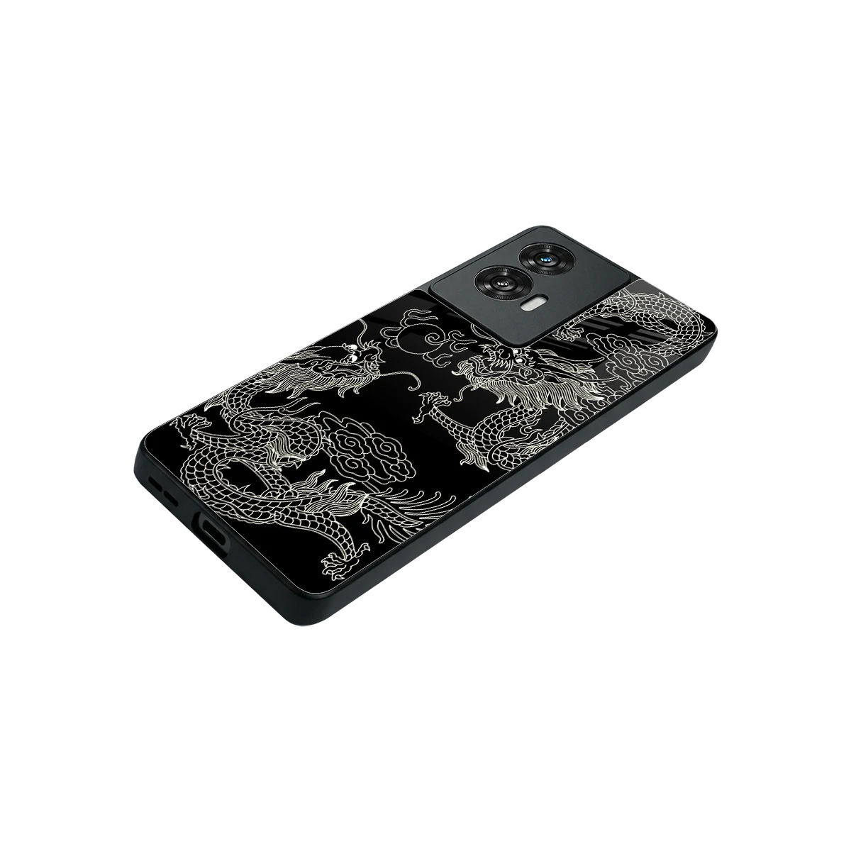 Dragons Black stylish phone case for motorola edge 50 fusion | glossy glass and slim fit